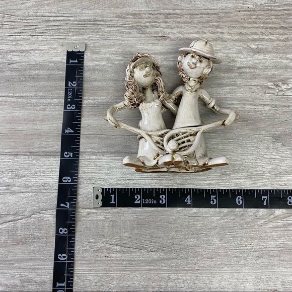 Vtg 70s Rare BENCINI Italy Couple Sculpture Signed Figurine glazed terra cotta - Picture 8 of 8